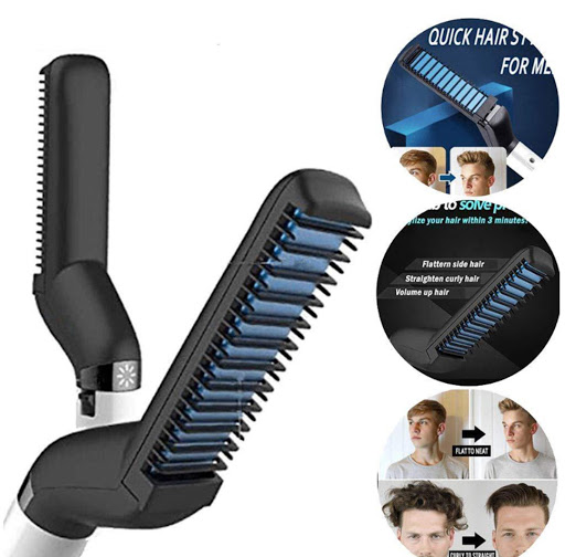 Electric Hair Straightener BrushMen Quick Beard Straightener Styler CombHair StraighteningCurly Hair Straightening CombSide Hair Detangling Multi Functional Hair Curling Curler