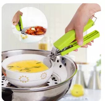 Stainless Steel Multi Function Anti- Hot Clamp Pot Pan Bowl Dish Plate Gripper Hot Utensil Holder with Carrier Clip Handle